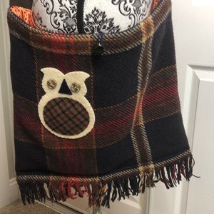 Plaid Owl Large Shoulder Bag Fringe Pocket School